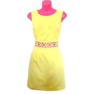 benetton 1990s vintage mod yellow crochet dress size small xs